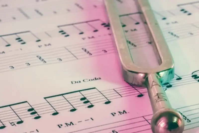 Music sheet with tuner