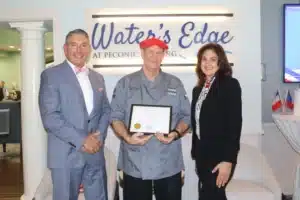 Peconic Landing President & CEO Robert J. Syron, Executive Chef JP Hascoat, VP of Dining, Hospitality Debra Foster